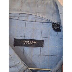 Vintage Burberry London Button Up Shirt Men's XXXL Blue Striped Made In USA